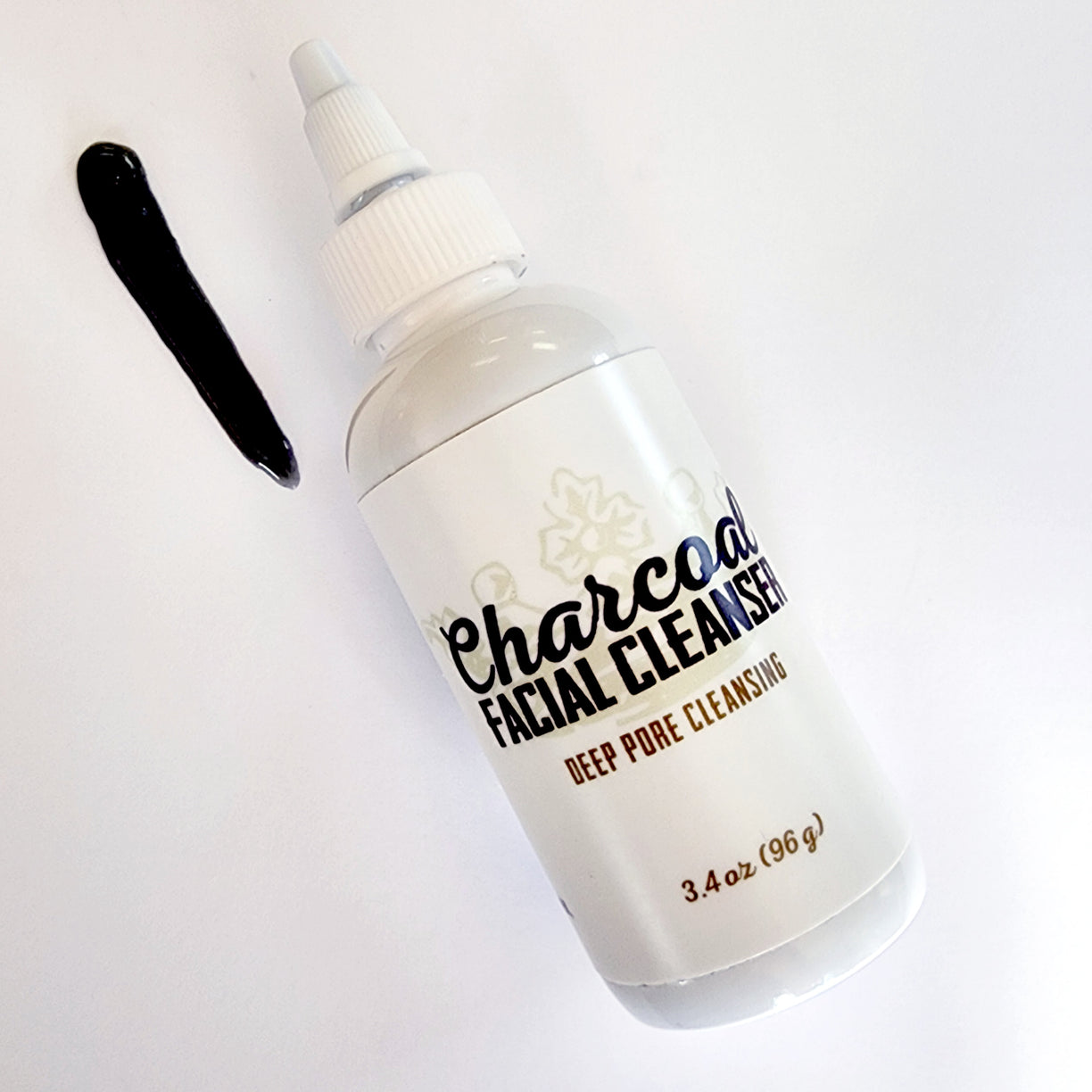 Charcoal Facial Cleanser 3.4 oz with cleanser swatch