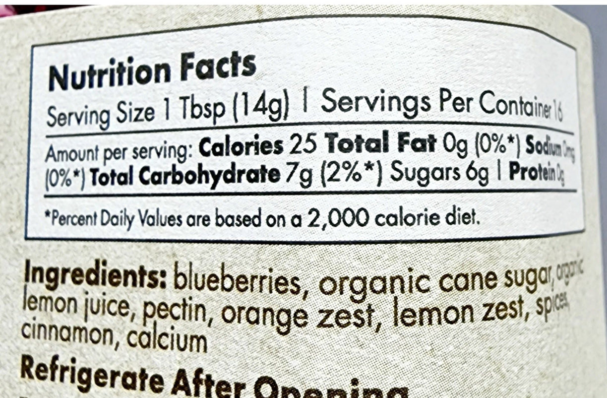 Blueberry Marmalade Jam ingredients