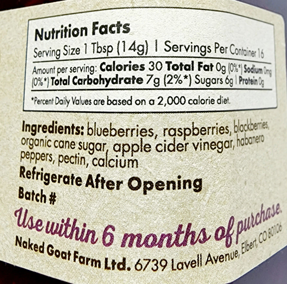Burnin' BumbleBerry Jam ingredients